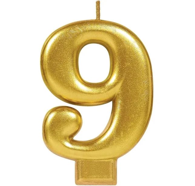 Amscan Gold Numeral 9 Metallic Candle