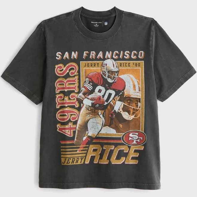 Abercrombie & Fitch Men's Jerry Rice Vintage-Inspired Graphic Tee