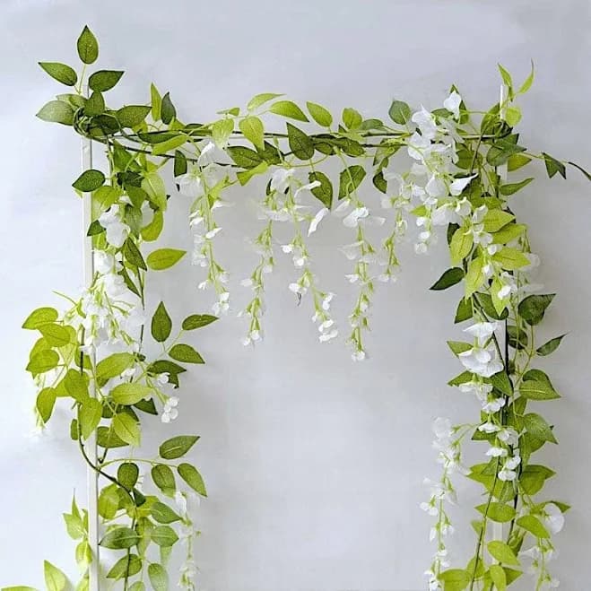 tableclothsfactory 2-Pack 6ft Wisteria Garland – Silk Hanging Vines for Wedding Decor