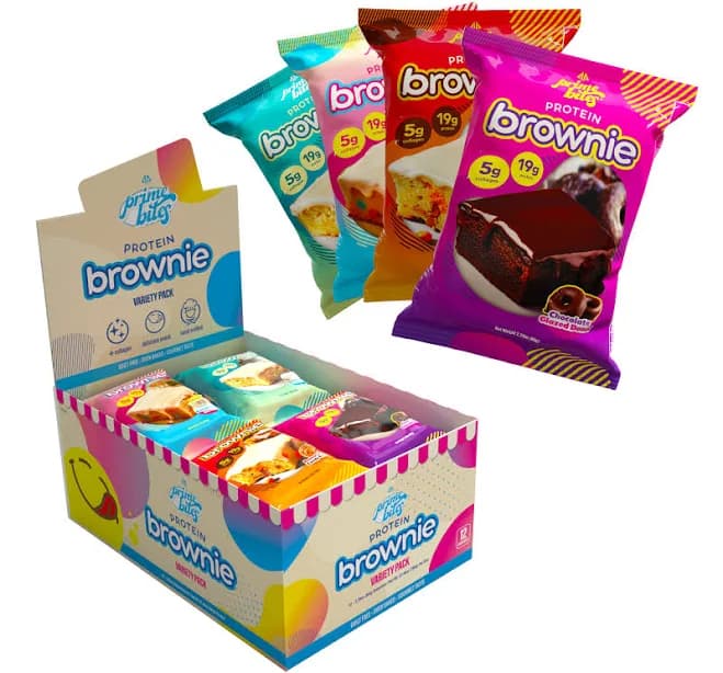 Protein Brownies | Variety Pack Flavor | 19g Protein, 5g Collagen | Healthy Protein Snacks | Prime Bites