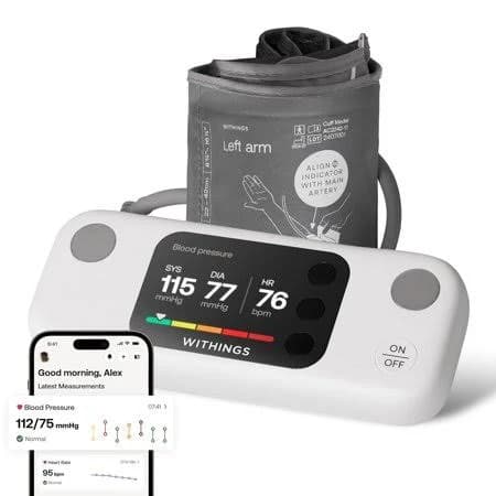 Withings BPM Vision Smart Arm Blood Pressure Monitor | FDA-Cleared | Easy-to-use, Accurate Systolic & Diastolic Measurements, Wide Range Cuff | Wi-Fi