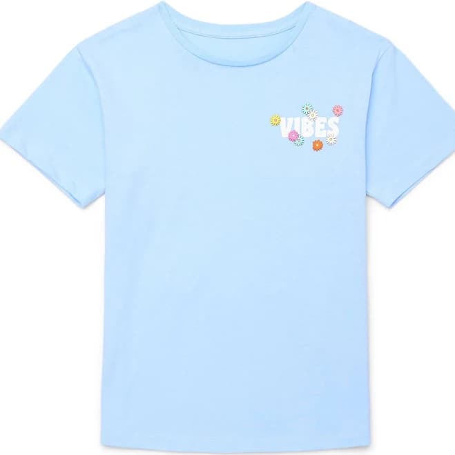 Wonder Nation Girls Vibes & Flowers Graphic Tee with Short Sleeves