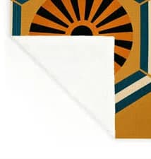 Geometric Patterns in Orange and Blue Fleece Blanket