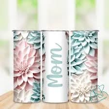 Personalized Pastel Floral 20 Oz Tumbler, Gift for Mom, Gift for Girl, Gift for Friend, Pretty tumbler, Insulated Tumbler