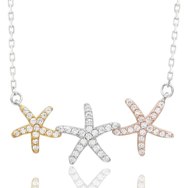 Suzy Levian Sterling Silver Starfish Pendant Necklace