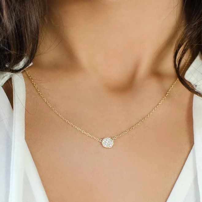 Dainty Crystal Pavé Circle Necklace