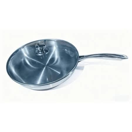 Thickened stainless steel frying pan, no coating, healthy, wear-resistant, durable and easy to clean., Silver