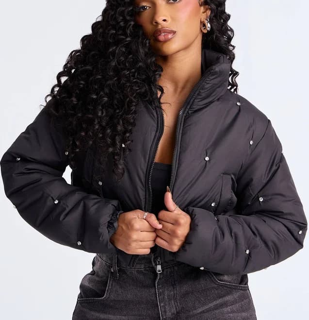 Fashion Nova Women's Cropped Puffer Jacket