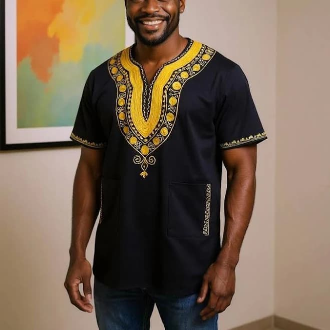 African Apparel Embroidered Dashiki Shirt