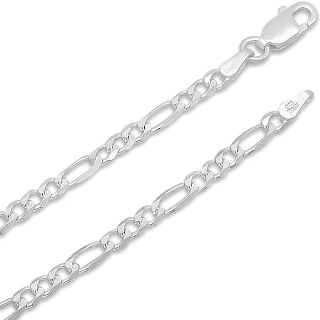 Sterling Silver Diamond-Cut Figaro Chain Necklace, 20"