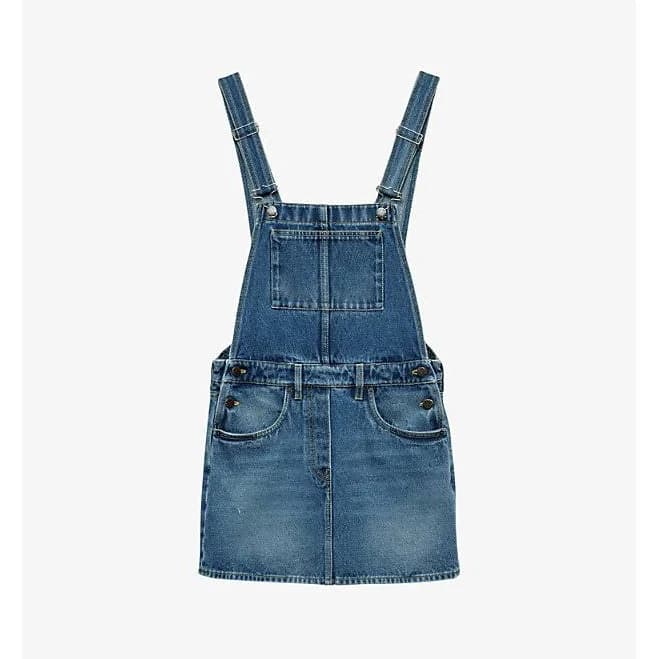 Prada Women's Bib Overall Denim Mini Dress