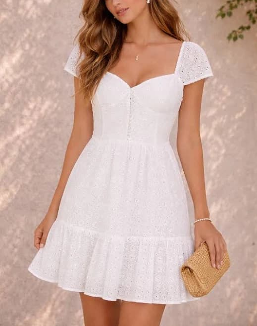Bonton Eyelet Bustier Flounce Mini Dress