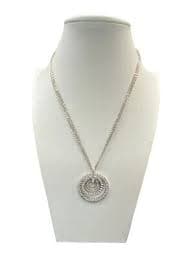 Nolan Miller Pave Crystal Necklace Triple Circle Pendant 3 Strand Chain 16 Inch | eBay