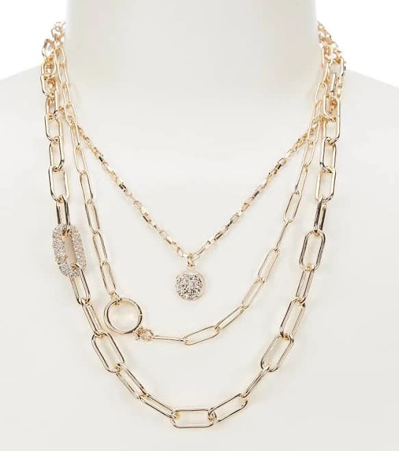 Anna Ava Multi Layer Paperclip Chain Necklace