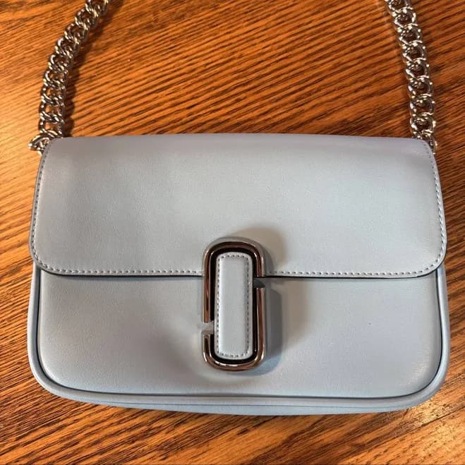 Marc Jacobs Women's Baby Blue The J Marc Shoulder Bag Purse W/ Silver