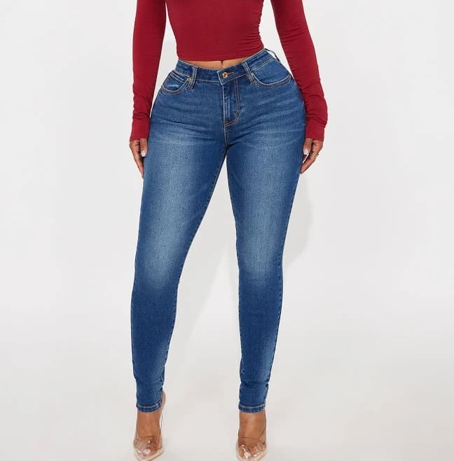 Fashion Nova Women's Sleek Fit Mid Rise Skinny Jeans