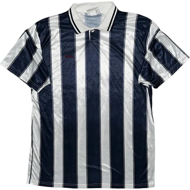 Vtg 90s Mens Adidas Vertical Pinstripe Blue White Soccer Jersey Large