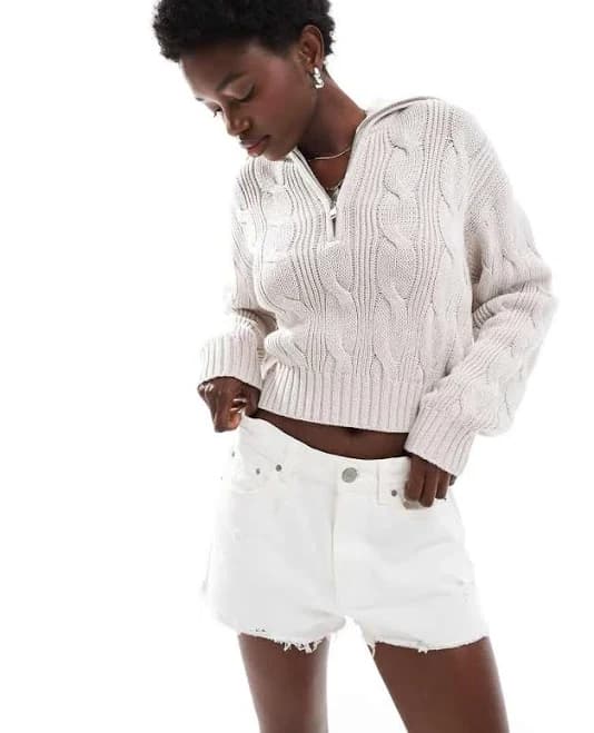 Cotton On Women's Cotton Cable Half Zip Pullover