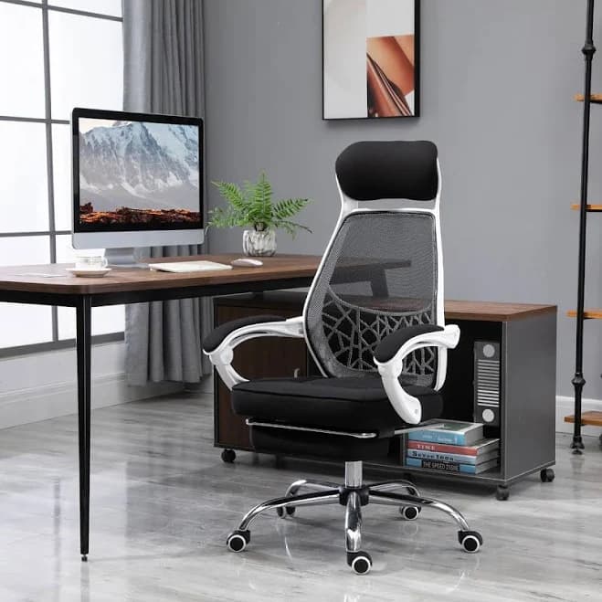Vinsetto High Back Office Chair with Retractable Footrest