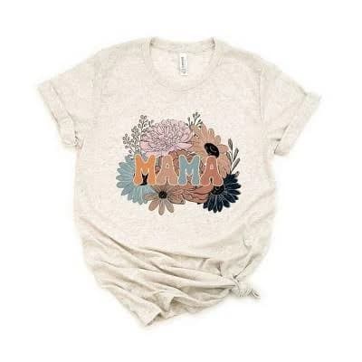 Simply Sage Market Women's Mama Colorful Flower Bouquet Short Sleeve Graphic Tee