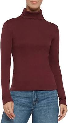 Three Dots Women's Ribbed Turtleneck Long Sleeve Tee