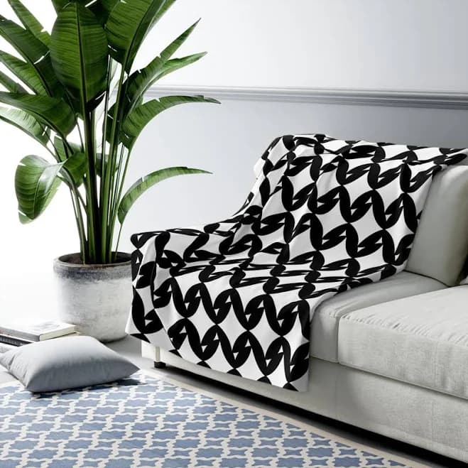 Black and White Minimalist Throw Blanket