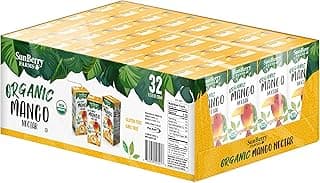Sunberry Farms Organic Mango Nectar Juice Boxes 32 Pack (6.75 fl oz) – Organic Mango Juice Drinks, All Natural, Real Sugar, Tropical Fruit Juice for Kids & Family