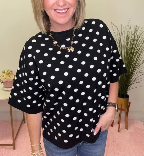 Oversized Polka Dot Sweater Top