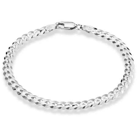 Miabella 925 Sterling Silver Italian Diamond-Cut Cuban Link Chain