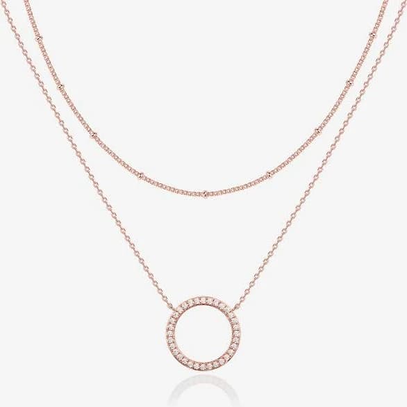 Pavoi Women's Layered Open Circle Gold Pendant Necklace