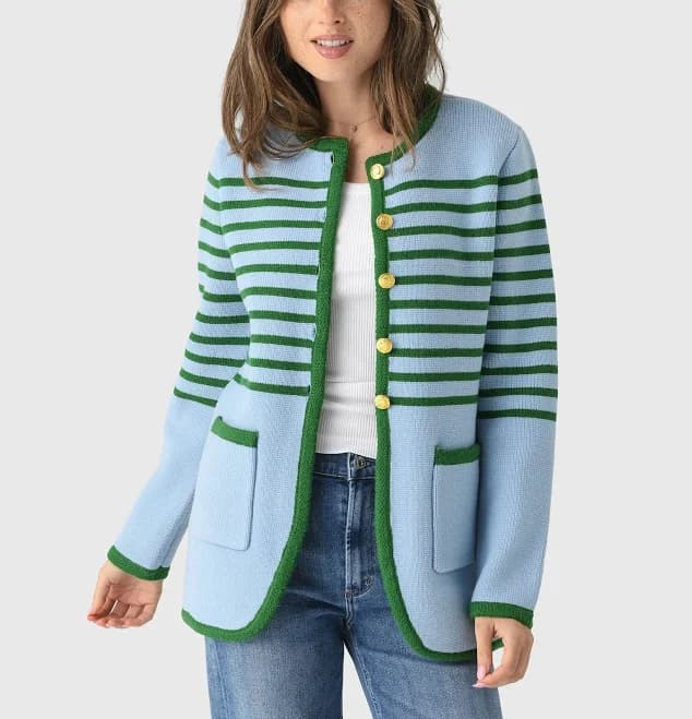Eche Women's Striped Wool Cardigan Sweater