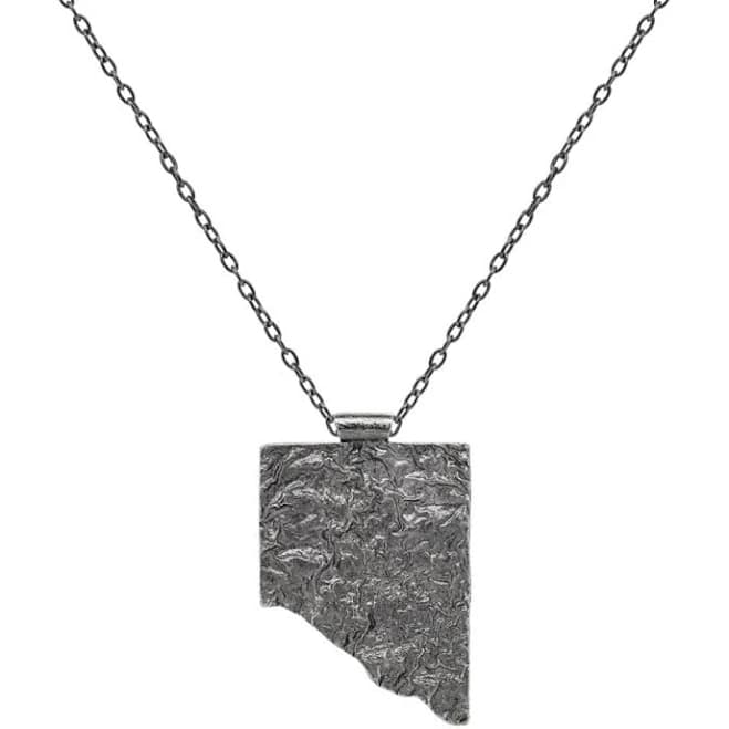 Rectangle Pendant Necklace Cut in Half in Oxidized