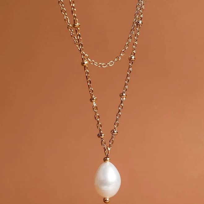 Layered Gold Pearl Necklace