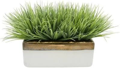 Faux Onion Grass Grass in Ceramic Planter Gracie Oaks Base Color Gray