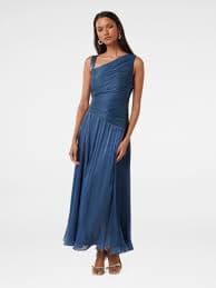 Buy Forever New Blue Nya Petite Metallic Asymmetrical Maxi Dress from Next Netherlands