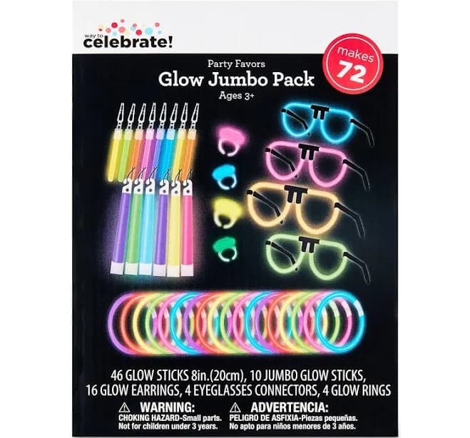 Way to Celebrate Multicolor Glow Jumbo Pack 72 Count