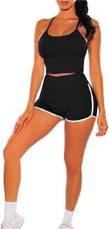 Amazon.com: Womens Sport Two Piece Sets Summer 2 Piece Outfits Crop Tank High Waist Boyshort Sets(Blue B,M) : Clothing, Shoes & Jewelry