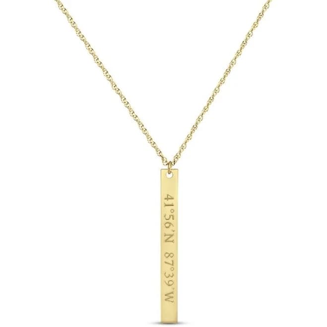 Coordinates Vertical Bar Necklace 14K