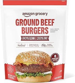 Ground Beef Burgers, 80% Lean, 20% Fat, 32 Oz, 8 Ct, Frozen