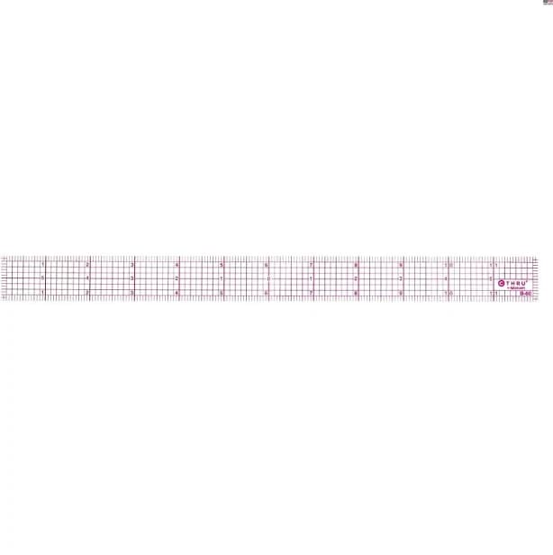 Professional 12-inch Pink Transparent Ruler With Graduated 1/16