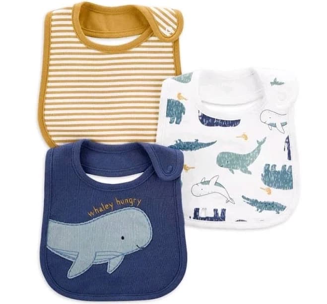Carter's Child of Mine Baby Boy Whale Bib 3-Pack