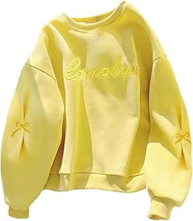 Women's Crewneck Sweatshirt Bow Letter Embroidered Fall Sweatshirt Pullover