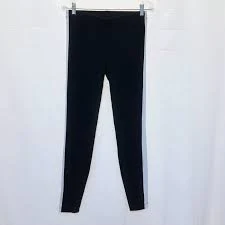 Madewell Black Leggings White Side Stripe Mid Rise Pull On Skinny Fit Sz Medium