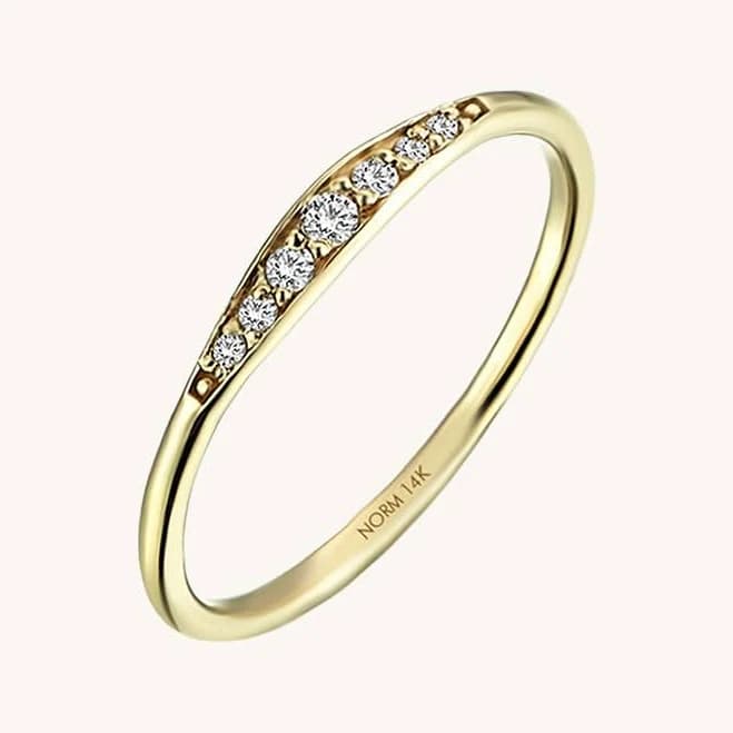 Solid Yellow Gold CZ Wedding Band Ring
