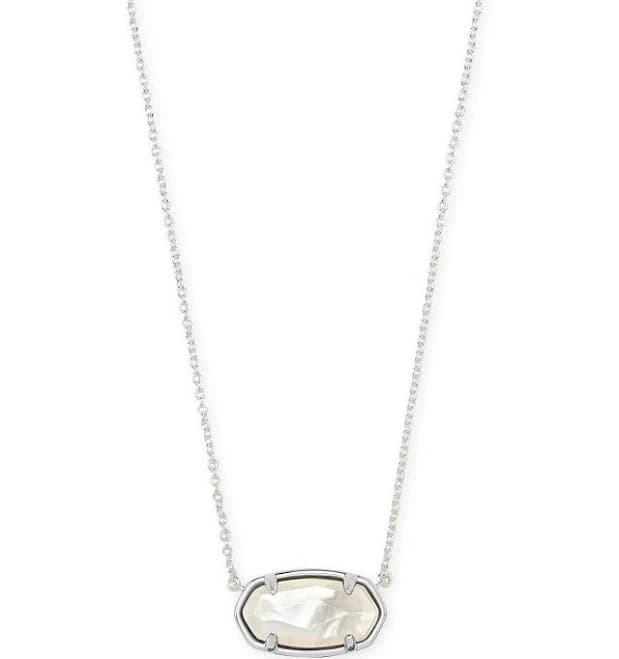 Women Kendra Scott Elisa Sterling Silver Pendant Necklace in Ivory Mother-of-Pearl