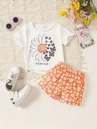 european american popular girls flower print short - Temu Mauritius