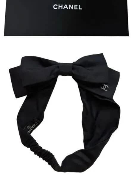 Chanel 23aw Coco Mark Logo Ribbon Silk Hairband Black Luxury Limited