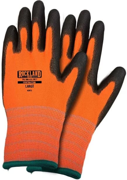 Contractor Grade Orange Work Gloves with PU Palm - 144 Pairs per Case