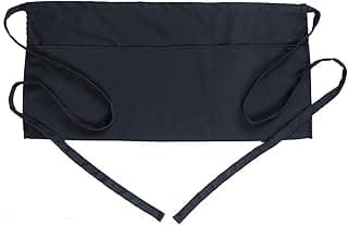Waist Apron with 3 Pockets - Black Waitress Waiter Server Short Aprons
