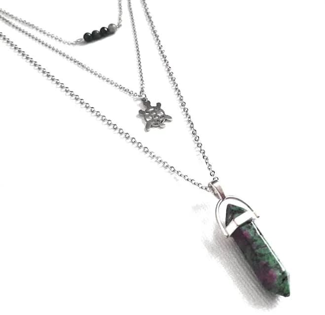 Gemstone Crystal & Charm Layered Necklace Set